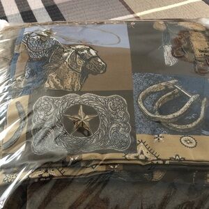 Western Themed Comforter Set - Brown and Blue